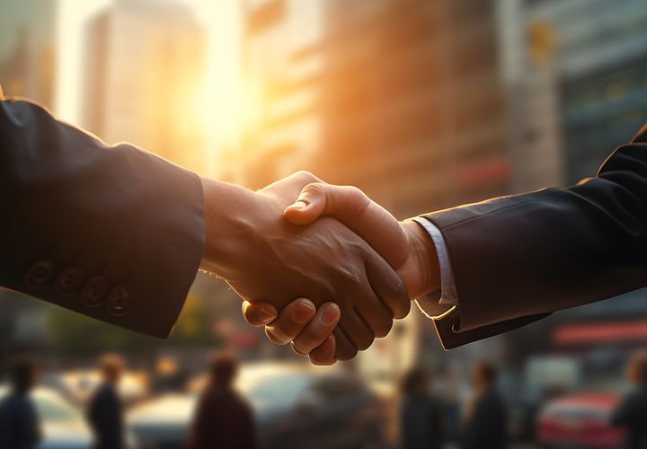Business partners shaking hands